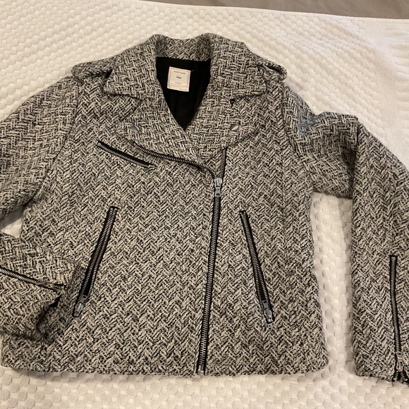 Small Wool Moto Herringbone Jacket by GAP - Picture 1 of 10